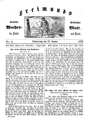 Freimund's kirchlich-politisches Wochenblatt für Stadt und Land Donnerstag 27. Januar 1870