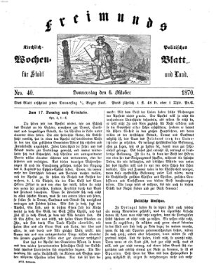 Freimund's kirchlich-politisches Wochenblatt für Stadt und Land Donnerstag 6. Oktober 1870