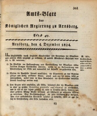 Amtsblatt für den Regierungsbezirk Arnsberg Samstag 4. Dezember 1824