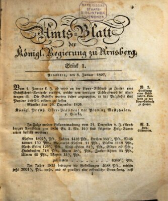 Amtsblatt für den Regierungsbezirk Arnsberg Samstag 6. Januar 1827