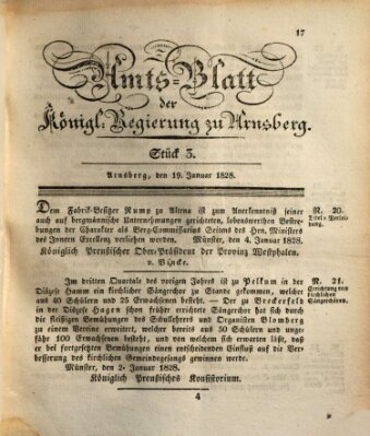 Amtsblatt für den Regierungsbezirk Arnsberg Samstag 19. Januar 1828