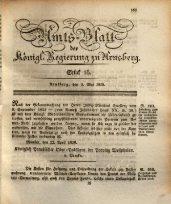 Amtsblatt für den Regierungsbezirk Arnsberg Samstag 3. Mai 1828