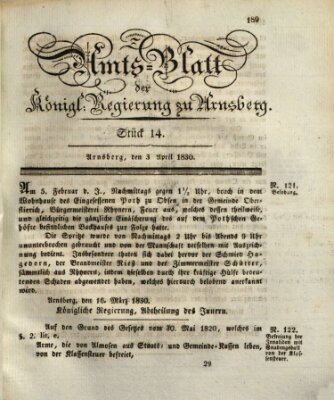 Amtsblatt für den Regierungsbezirk Arnsberg Samstag 3. April 1830