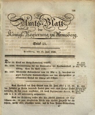 Amtsblatt für den Regierungsbezirk Arnsberg Samstag 19. Juni 1830