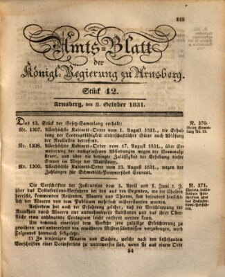 Amtsblatt für den Regierungsbezirk Arnsberg Samstag 8. Oktober 1831