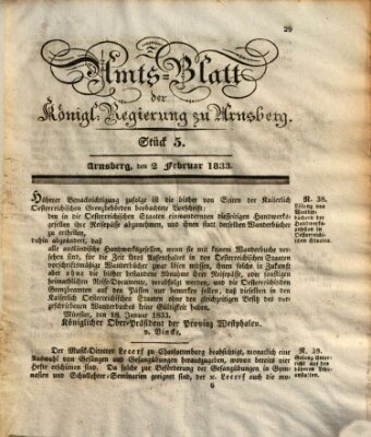 Amtsblatt für den Regierungsbezirk Arnsberg Samstag 2. Februar 1833