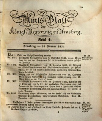 Amtsblatt für den Regierungsbezirk Arnsberg Samstag 25. Januar 1834