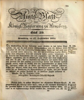Amtsblatt für den Regierungsbezirk Arnsberg Samstag 27. September 1834