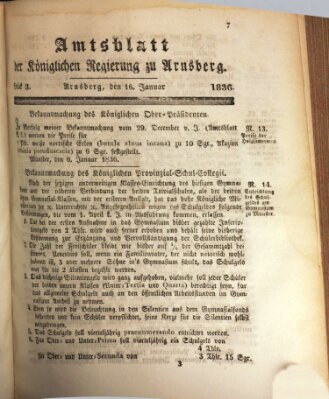 Amtsblatt für den Regierungsbezirk Arnsberg Samstag 16. Januar 1836