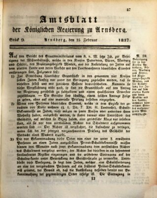 Amtsblatt für den Regierungsbezirk Arnsberg Samstag 25. Februar 1837