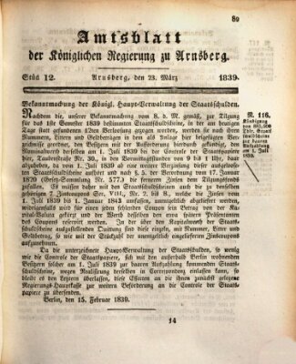 Amtsblatt für den Regierungsbezirk Arnsberg Samstag 23. März 1839