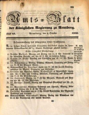 Amtsblatt für den Regierungsbezirk Arnsberg Samstag 3. Oktober 1840