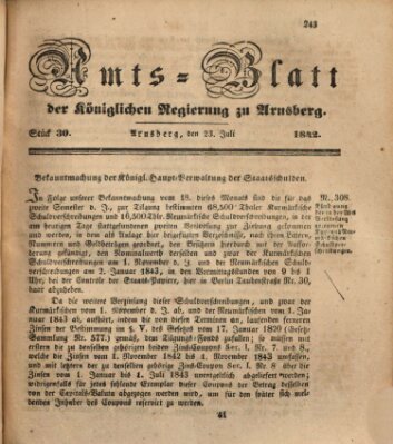 Amtsblatt für den Regierungsbezirk Arnsberg Samstag 23. Juli 1842