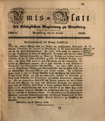 Amtsblatt für den Regierungsbezirk Arnsberg Samstag 25. Februar 1843