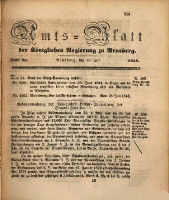 Amtsblatt für den Regierungsbezirk Arnsberg Samstag 20. Juli 1844