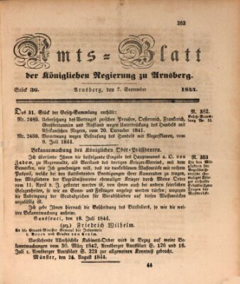 Amtsblatt für den Regierungsbezirk Arnsberg Samstag 7. September 1844