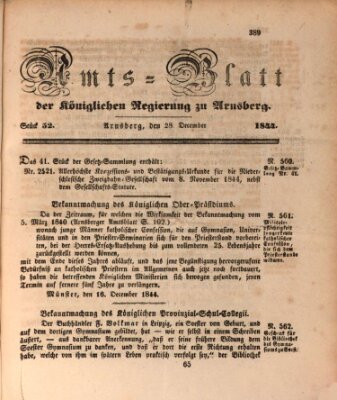 Amtsblatt für den Regierungsbezirk Arnsberg Samstag 28. Dezember 1844