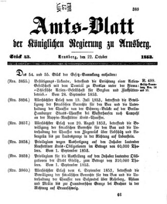 Amtsblatt für den Regierungsbezirk Arnsberg Samstag 22. Oktober 1853