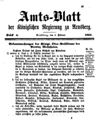 Amtsblatt für den Regierungsbezirk Arnsberg Samstag 9. Februar 1856