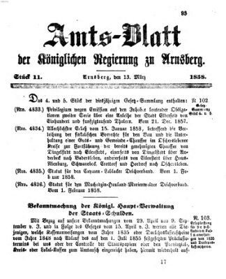 Amtsblatt für den Regierungsbezirk Arnsberg Samstag 13. März 1858