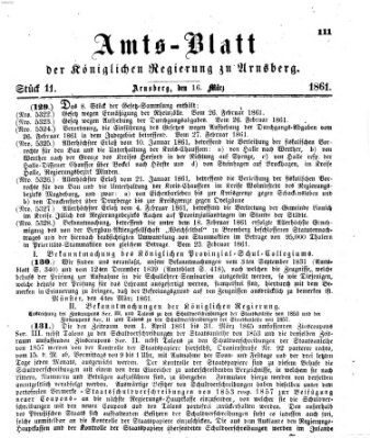 Amtsblatt für den Regierungsbezirk Arnsberg Samstag 16. März 1861