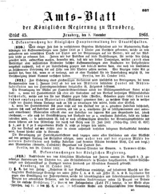 Amtsblatt für den Regierungsbezirk Arnsberg Samstag 9. November 1861