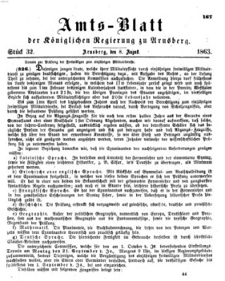 Amtsblatt für den Regierungsbezirk Arnsberg Samstag 8. August 1863