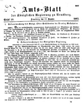 Amtsblatt für den Regierungsbezirk Arnsberg Samstag 12. Dezember 1863
