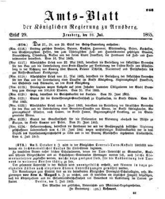 Amtsblatt für den Regierungsbezirk Arnsberg Samstag 22. Juli 1865