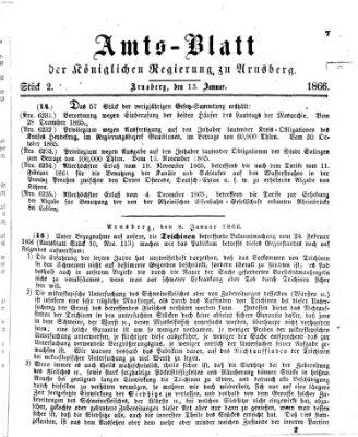 Amtsblatt für den Regierungsbezirk Arnsberg Samstag 13. Januar 1866