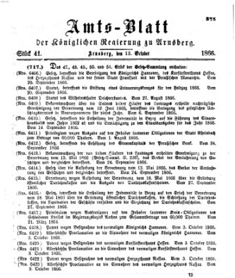 Amtsblatt für den Regierungsbezirk Arnsberg Samstag 13. Oktober 1866