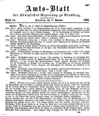 Amtsblatt für den Regierungsbezirk Arnsberg Samstag 17. November 1866