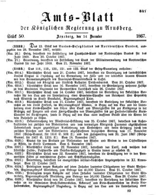 Amtsblatt für den Regierungsbezirk Arnsberg Samstag 14. Dezember 1867