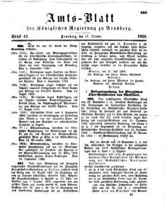 Amtsblatt für den Regierungsbezirk Arnsberg Samstag 17. Oktober 1868