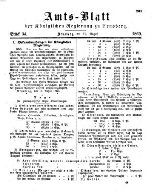 Amtsblatt für den Regierungsbezirk Arnsberg Samstag 21. August 1869