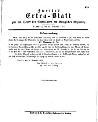 Amtsblatt für den Regierungsbezirk Arnsberg Dienstag 21. November 1871