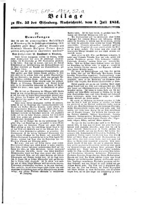 Eisenbergisches Nachrichtsblatt Dienstag 1. Juli 1851