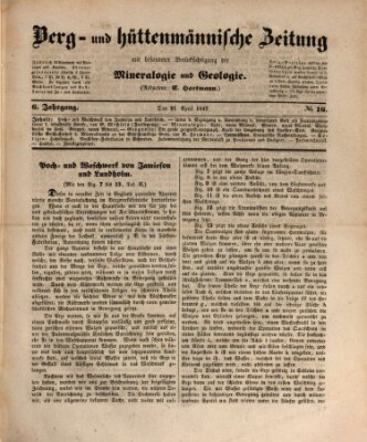 Berg- und hüttenmännische Zeitung Mittwoch 21. April 1847