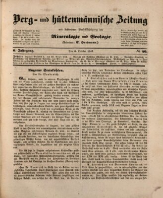 Berg- und hüttenmännische Zeitung Mittwoch 6. Oktober 1847