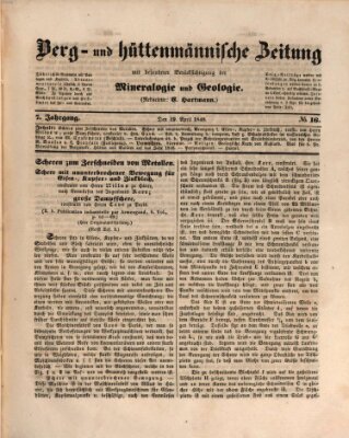 Berg- und hüttenmännische Zeitung Mittwoch 19. April 1848
