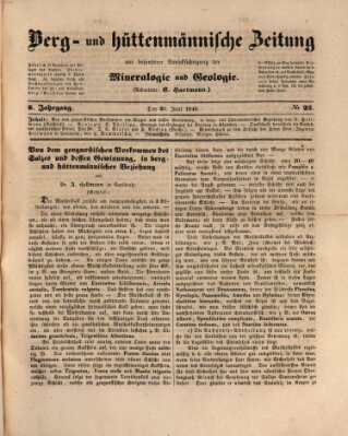 Berg- und hüttenmännische Zeitung Mittwoch 20. Juni 1849