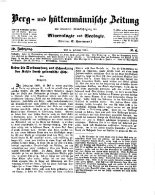 Berg- und hüttenmännische Zeitung Mittwoch 5. Februar 1851