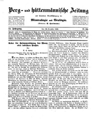 Berg- und hüttenmännische Zeitung Mittwoch 22. Dezember 1852