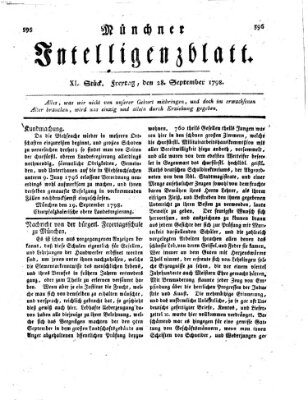 Münchner Intelligenzblatt Freitag 28. September 1798