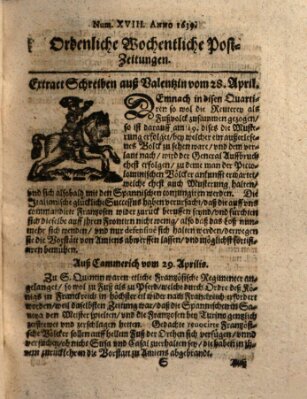 Ordentliche wochentliche Post-Zeitungen Donnerstag 28. April 1639