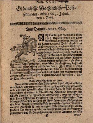 Ordentliche wochentliche Post-Zeitungen Samstag 9. Juni 1663