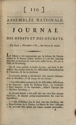 Journal des débats et des décrets Donnerstag 3. Dezember 1789