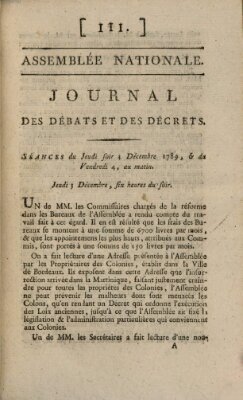 Journal des débats et des décrets Donnerstag 3. Dezember 1789