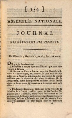 Journal des débats et des décrets Sonntag 5. Dezember 1790