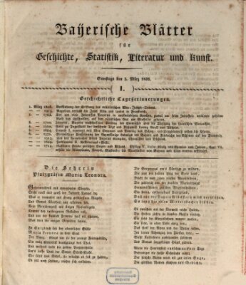 Bayerische Blätter für Geschichte, Statistik, Literatur und Kunst (Bayerische Blätter) Samstag 3. März 1832